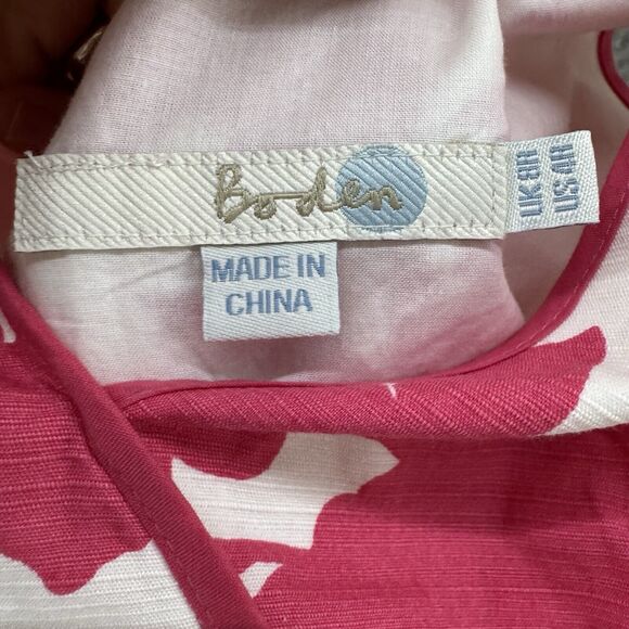 Boden Dress 4R Floral Pink Sheath V-Neck Sleeveless Midi Preppy Beach Resort - Picture 2 of 16